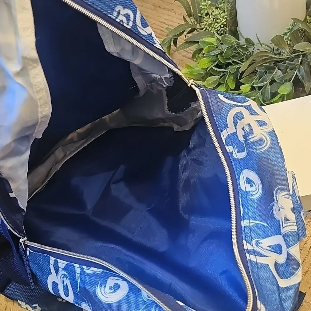 Blue Floral Backpack Denim Look NWOT